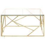vidaXL Table basse doré acier inoxydable et verre trempé