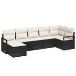 Ensemble de canapé de jardin vidaXL 7 pièces avec coussins noir poly rotin