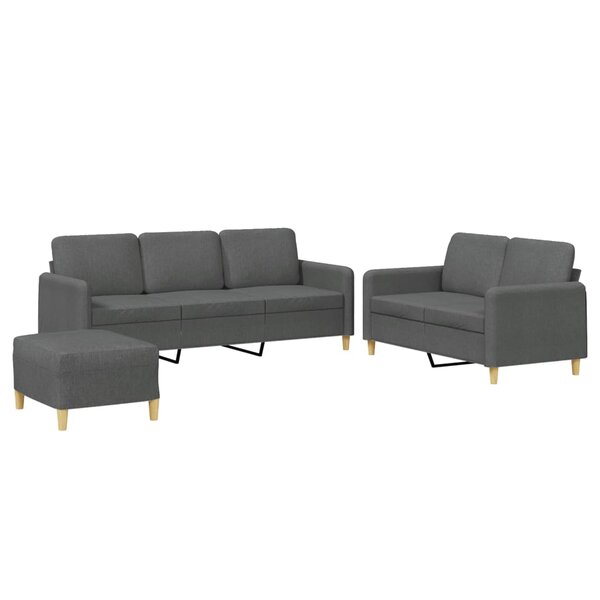 vidaXL Ensemble de canapés 3 Pièces avec coussins Gris foncé Tissu
