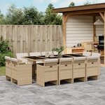 vidaXL Ensemble à manger de jardin et coussins 13 Pièces beige