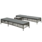 vidaXL Chaises longues lot de 2 avec table Résine tressée Gris