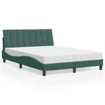 vidaXL Lit avec matelas vert foncé 140x200 cm velours