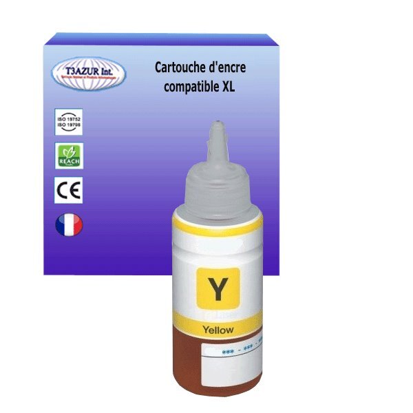Cartouche Compatible pour Epson EcoTank ET-L111, ET-L120, ET-L130, ET-L1300, ET-L200, ET-L210 remplace Epson T6644 (C13T664440) Jaune  - T3AZUR