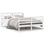 vidaXL Cadre de lit avec tête de lit blanc 160x200 cm bois pin massif