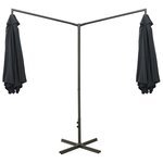 vidaXL Parasol de jardin double avec mât en acier anthracite 600 cm