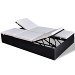 vidaXL Chaise longue double avec coussin Résine tressée Noir