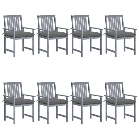 vidaXL Chaises de jardin et coussins lot de 8 Bois acacia solide Gris