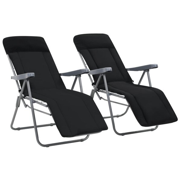 vidaXL Chaises pliables de jardin avec coussins lot de 2 Noir