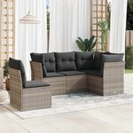 vidaXL Salon de jardin 5 Pièces avec coussins gris clair résine tressée
