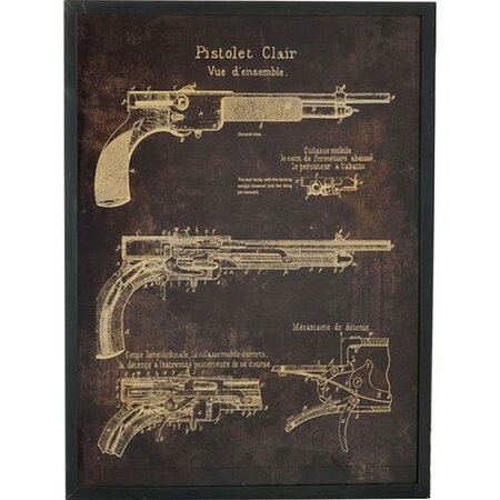 Cadre pistolet bois et verre 80 cm