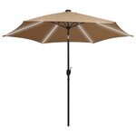 vidaXL Parasol avec LED et mât en aluminium 300 cm Taupe