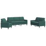 vidaXL Ensemble de canapés 3 Pièces avec coussins Vert foncé Velours