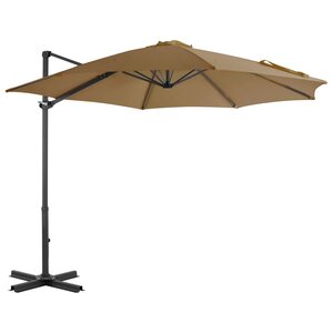 vidaXL Parasol en porte-à-faux avec poteau en aluminium 300 cm Taupe