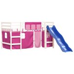 vidaXL Lit mezzanine enfants et rideaux rose 80x200cm bois pin massif
