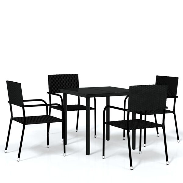 vidaXL Ensemble à manger de jardin 5 Pièces Noir