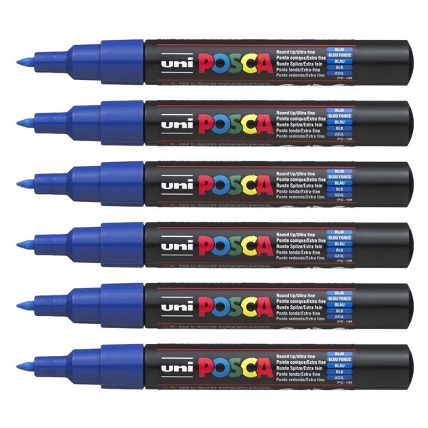 Marqueur pointe conique extra-fine posca pc1mc 0 7 - 1mm bleu foncé x 6 posca