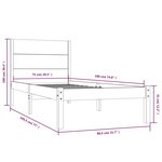 vidaXL Cadre de lit Blanc Bois massif 75x190 cm Petit simple
