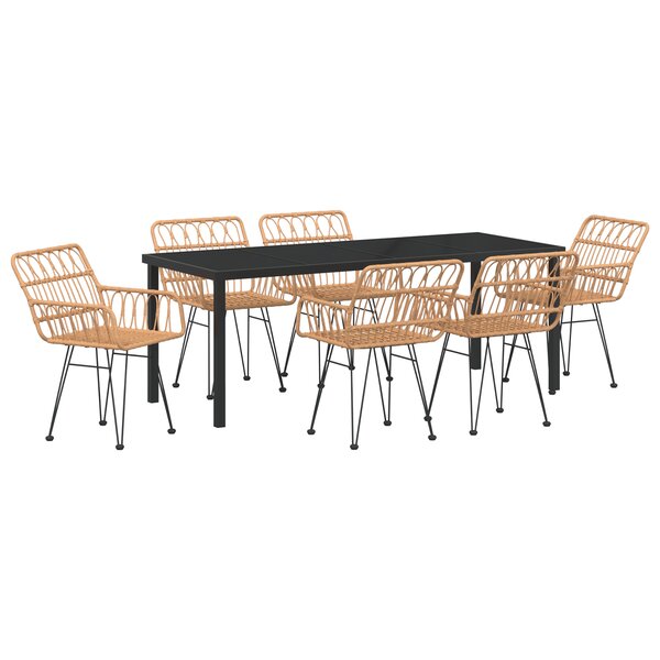 vidaXL Set de Salle à Manger de Jardin 7 Pièces en Rattan Poly Brun