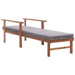 vidaXL Chaise longue et coussin Résine tressée et bois d'acacia Gris