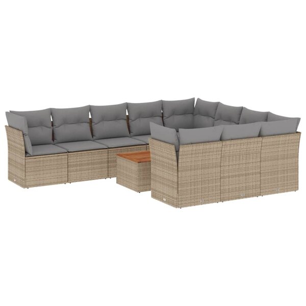 vidaXL Salon de jardin et coussins 11 Pièces mélange beige résine tressée