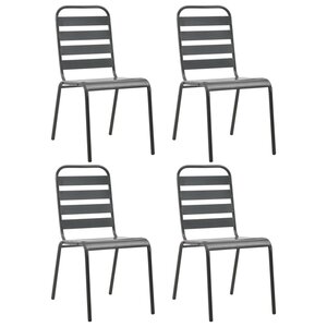 vidaXL Chaises d'extérieur lot de 4 Design à lattes Acier Gris foncé