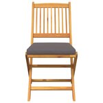 Chaises de jardin pliables vidaXL avec coussin gris 6 pièces en bois d'acacia massif