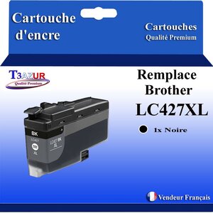 T3AZUR- Cartouche compatible avec Brother LC427 XL pour Brother HL-J6010DW Noire