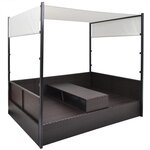 vidaXL Lit de jardin avec auvent Marron 190x130 cm Résine tressée