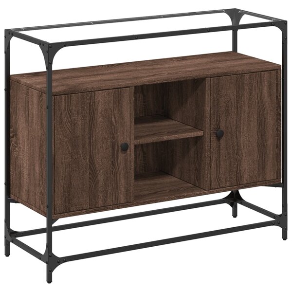 vidaXL Buffet avec dessus en verre chêne marron bois d'ingénierie
