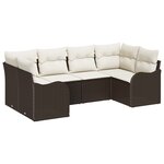 Ensemble de canapé de jardin vidaXL 6 pièces avec coussins en rattan poly marron