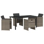 vidaXL Ensemble de repas de jardin de 5 pièces avec coussins en rattan poly gris