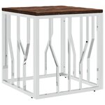 vidaXL Table basse argenté acier inoxydable/bois massif récupération
