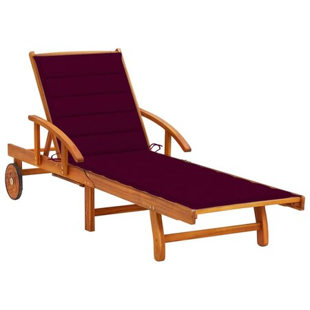 vidaXL Chaise longue de jardin avec coussin Bois d'acacia solide