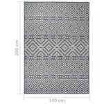 vidaXL Tapis à tissage plat d'extérieur 140x200 cm Rayures bleues