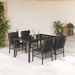 vidaXL Ensemble à manger de jardin coussins 5Pièces Noir Résine tressée