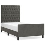 vidaXL Cadre de lit avec tête de lit Gris foncé 90x190 cm Velours