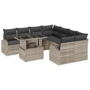 Ensemble de Canapés de Jardin 9 Pièces avec Coussins en Rattan
