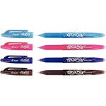 PILOT - 1 Etui de 4 rollers FriXion Ball Fun Pointe Moyenne 0.7 mm. Assortis Turquoise, Violet, Rose et Orange