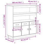 vidaXL Buffet haut Blanc 100x40x108 5 cm Bois massif de pin