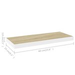 vidaXL Étagères flottantes 4 Pièces chêne et blanc 60x23 5x3 8 cm MDF