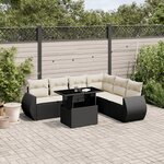 vidaXL Salon de jardin 7 Pièces avec coussins noir résine tressée