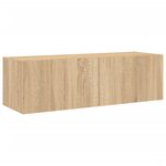 vidaXL Meuble TV muraux 3 Pièces avec lumières LED chêne sonoma