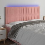 vidaXL Tête de lit à LED Rose 200x5x118/128 cm Velours
