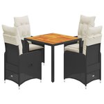 vidaXL Ensemble de bistro de jardin 5 Pièces coussins noir poly rotin