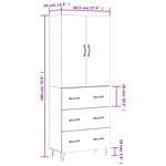 vidaXL Buffet haut Chêne marron 69 5x34x180 cm Bois d'ingénierie
