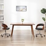 vidaXL Chaise pivotante à dîner Noir Bois courbé et similicuir