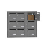Bloc collectif Leabox  3x3  grade 3  simple face  intérieur  fixation murale  gris poussière ral 7037 finition brillante