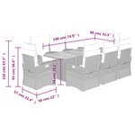 vidaXL Ensemble à manger de jardin 9 Pièces coussins gris résine tressée