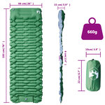 vidaXL Matelas de camping autogonflant avec oreiller 1 personne vert