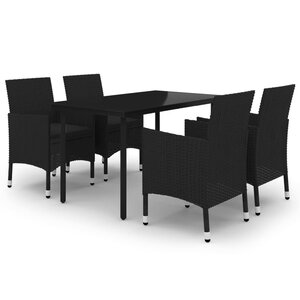 vidaXL Ensemble à manger de jardin coussins 5 Pièces Résine tressée Verre